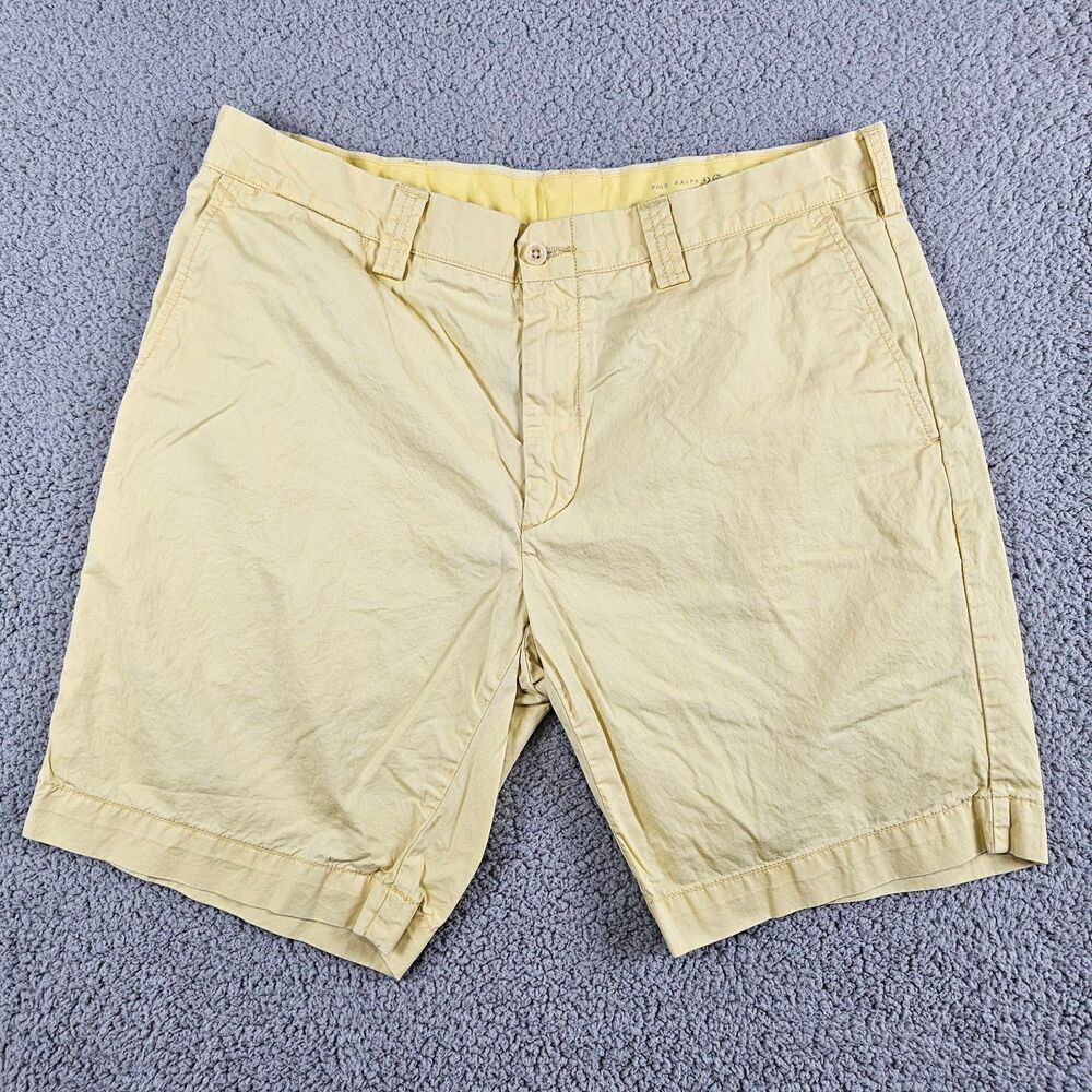 Vintage Polo Ralph lauren Shorts Mens 36 Yellow Pima Spring Golf Chino Dad 90s
